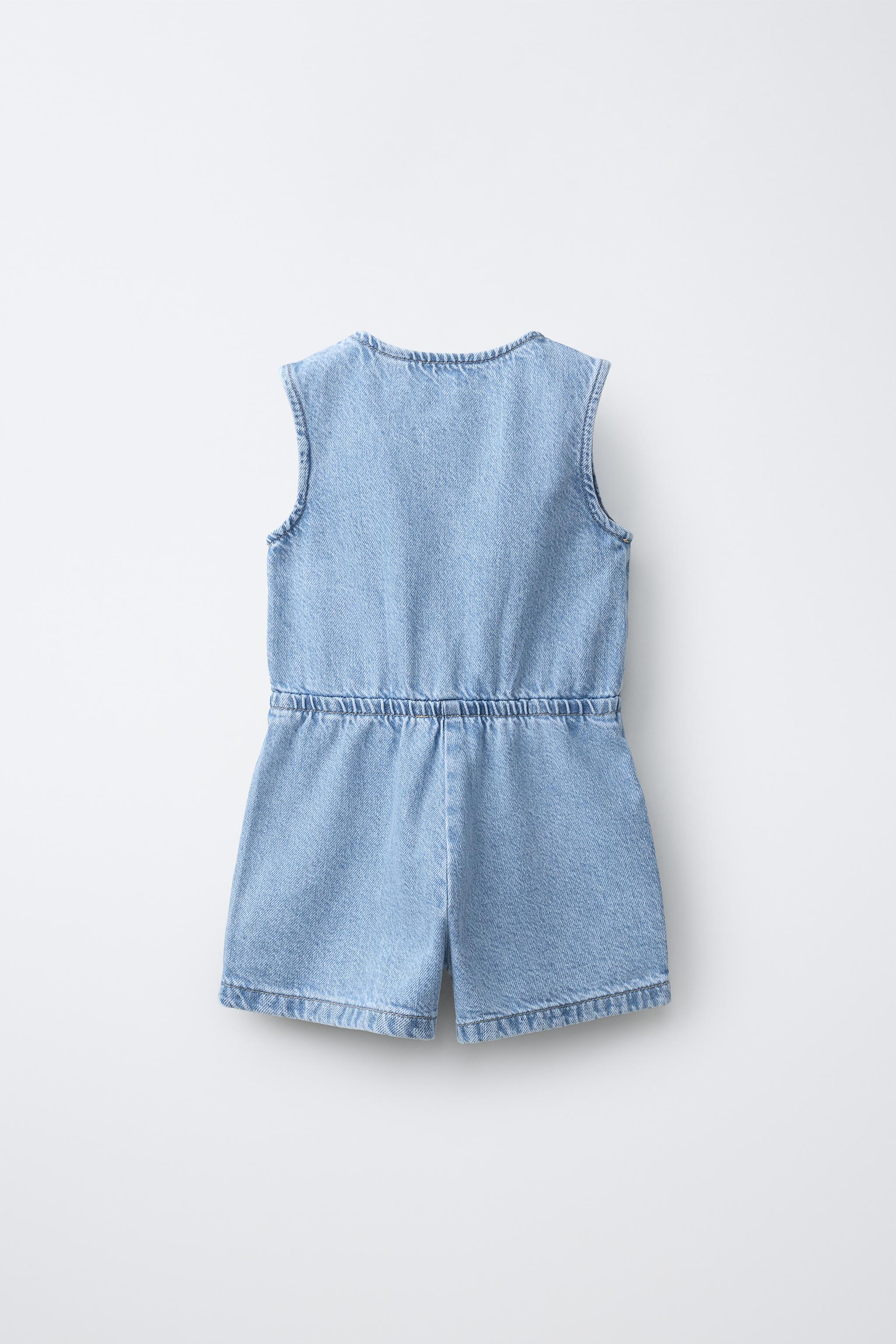SHORT DENIM JUMPSUIT WITH BOWS